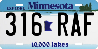 MN license plate 316RAF