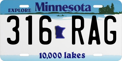 MN license plate 316RAG