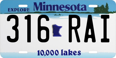 MN license plate 316RAI