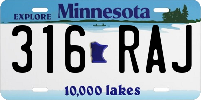 MN license plate 316RAJ
