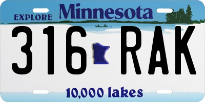 MN license plate 316RAK