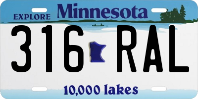 MN license plate 316RAL
