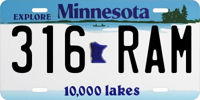 MN license plate 316RAM
