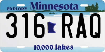 MN license plate 316RAQ