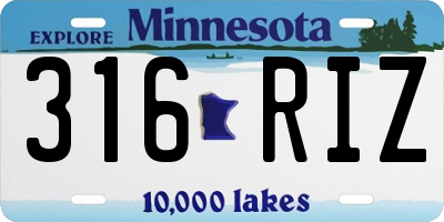 MN license plate 316RIZ