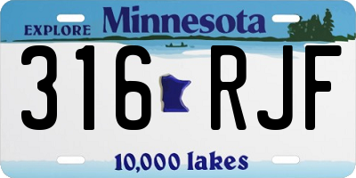 MN license plate 316RJF
