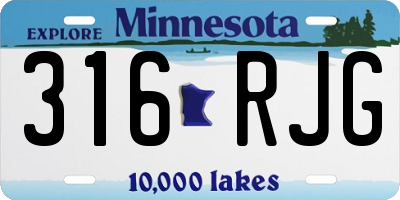 MN license plate 316RJG