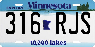 MN license plate 316RJS