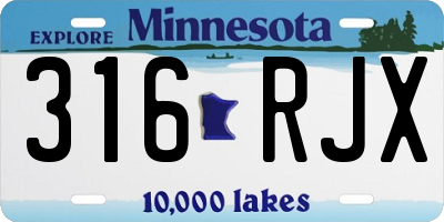 MN license plate 316RJX