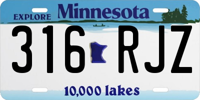 MN license plate 316RJZ