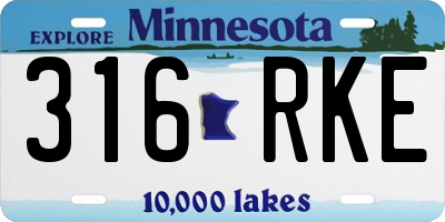 MN license plate 316RKE