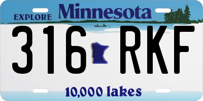 MN license plate 316RKF