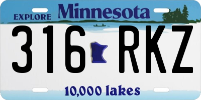 MN license plate 316RKZ