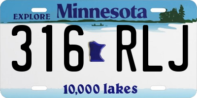 MN license plate 316RLJ