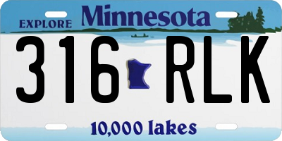 MN license plate 316RLK