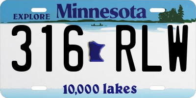 MN license plate 316RLW