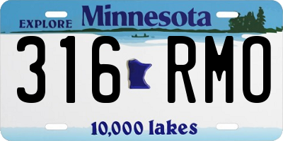 MN license plate 316RMO