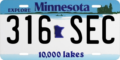 MN license plate 316SEC