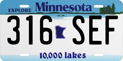 MN license plate 316SEF