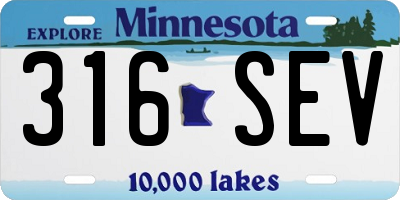 MN license plate 316SEV
