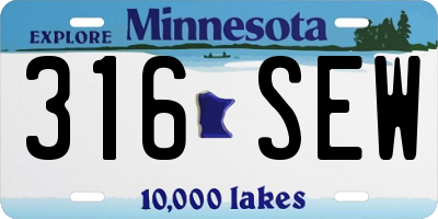 MN license plate 316SEW