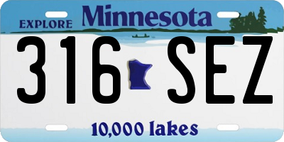 MN license plate 316SEZ