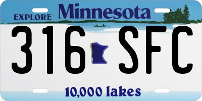 MN license plate 316SFC
