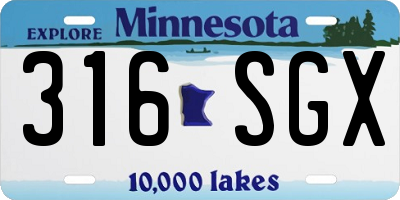 MN license plate 316SGX