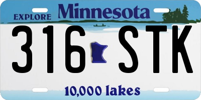 MN license plate 316STK