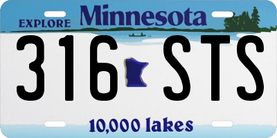 MN license plate 316STS