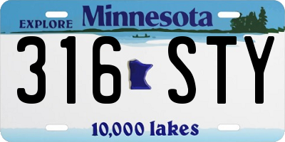 MN license plate 316STY