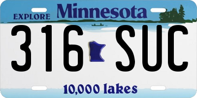MN license plate 316SUC