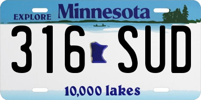 MN license plate 316SUD