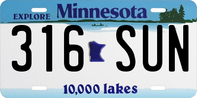MN license plate 316SUN