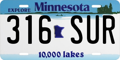 MN license plate 316SUR