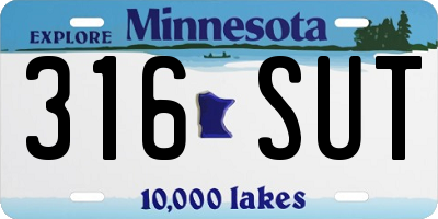 MN license plate 316SUT