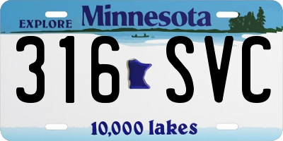 MN license plate 316SVC