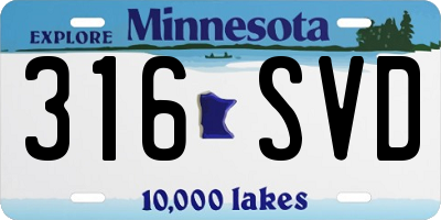 MN license plate 316SVD