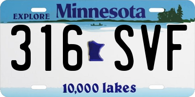 MN license plate 316SVF
