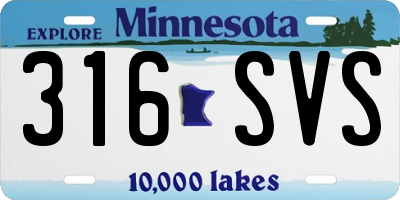 MN license plate 316SVS