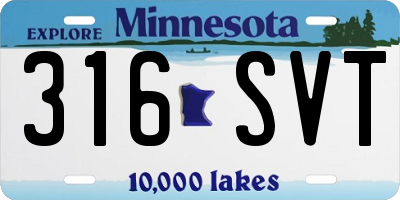 MN license plate 316SVT
