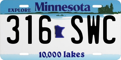 MN license plate 316SWC