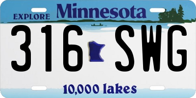 MN license plate 316SWG
