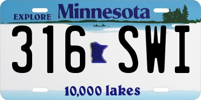 MN license plate 316SWI