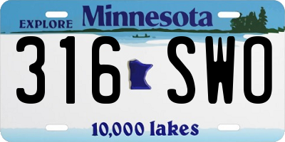 MN license plate 316SWO