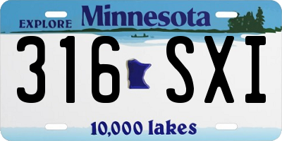 MN license plate 316SXI