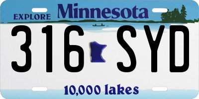 MN license plate 316SYD