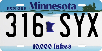 MN license plate 316SYX