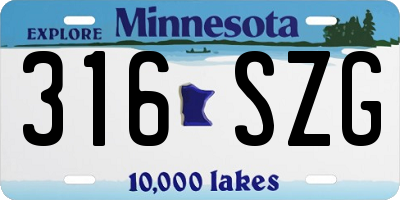 MN license plate 316SZG