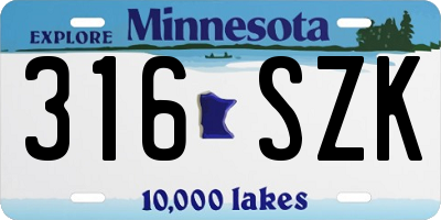 MN license plate 316SZK